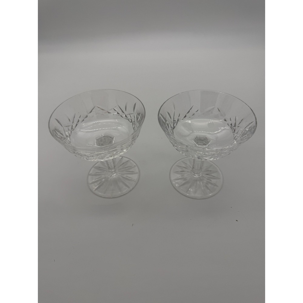Waterford Lismore Crystal Champagne Coupe Glasses Set of 2 Vintage Stemware